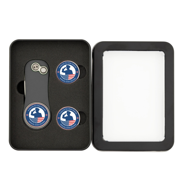 Golf divot tool with three ball markers with poly dome imprint... from ASI 52263 EMT