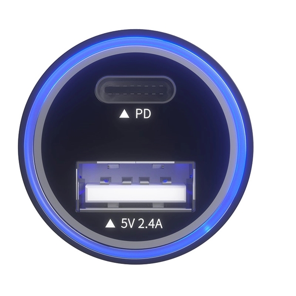 PD18W + 2.4A dual port USB car charger with LED plus... from ASI 37218 Athena Promo (tm)