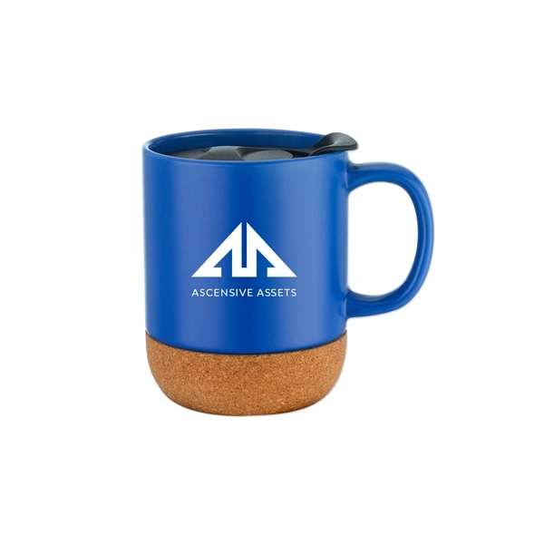 12 oz. ceramic mug with cork base and a spill-resistant, slide-action... from ASI 98360 WOWLine / WOWLine®