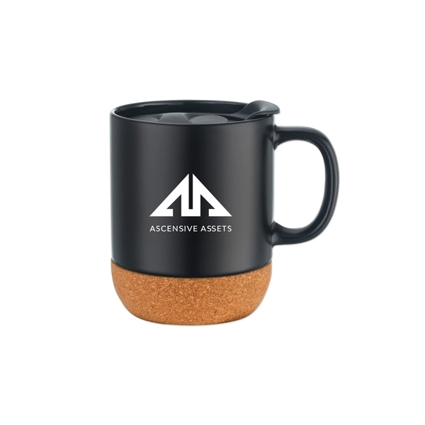 12 oz. ceramic mug with cork base and a spill-resistant, slide-action... from ASI 98360 WOWLine / WOWLine®