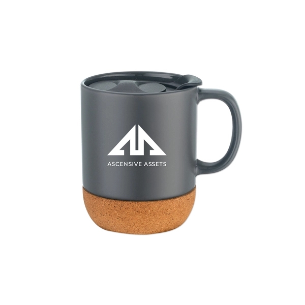 12 oz. ceramic mug with cork base and a spill-resistant, slide-action... from ASI 98360 WOWLine / WOWLine®