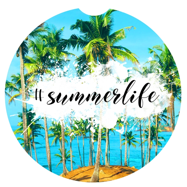 Sublimated Full Color Wood Car Coaster. Bright and vivid full four... from ASI 62635 Inno-Vative Solutions Grp LTD