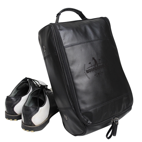 This golf shoe bag is made of Napa leather with velvet... from ASI 79384 Preferred Nation Inc