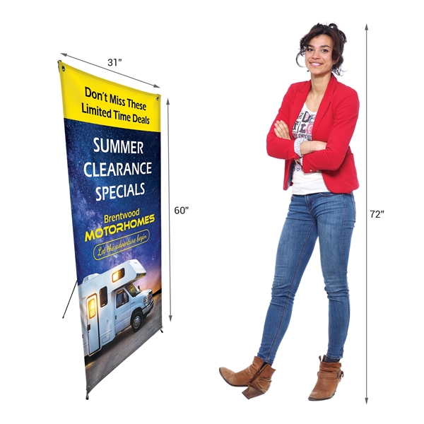 Economy X-Banner kit with 60" X 31" premium display polyester banner,... from ASI 80228 Quinn