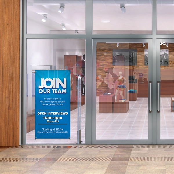 Economy X-Banner kit with 60" X 31" premium display polyester banner,... from ASI 80228 Quinn