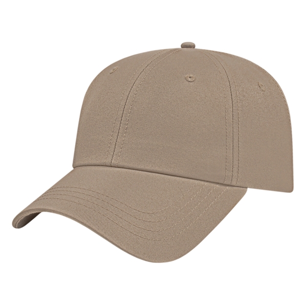 Low profile six panel unstructured cap with a standard pre-curved visor... from ASI 43792 Cap America Inc