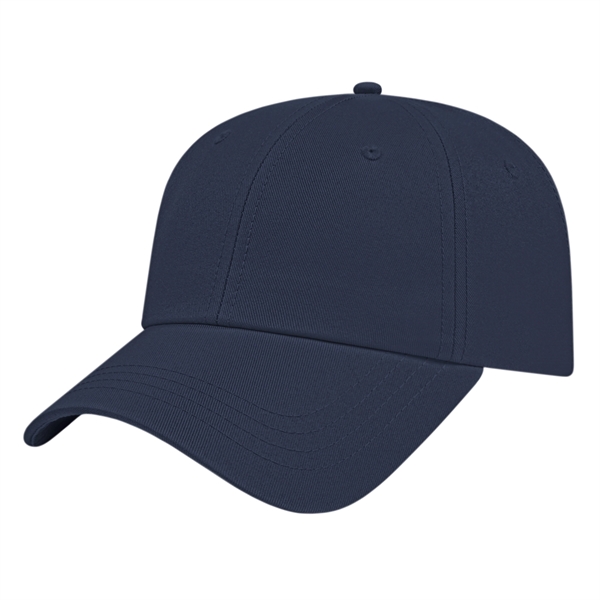 Low profile six panel unstructured cap with a standard pre-curved visor... from ASI 43792 Cap America Inc