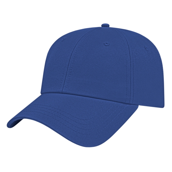 Low profile six panel unstructured cap with a standard pre-curved visor... from ASI 43792 Cap America Inc