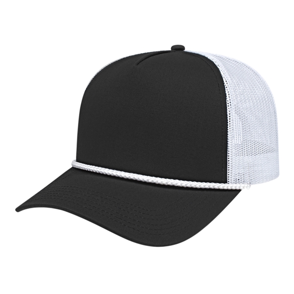 High profile five panel structured cap with a modified flat visor.... from ASI 43792 Cap America Inc
