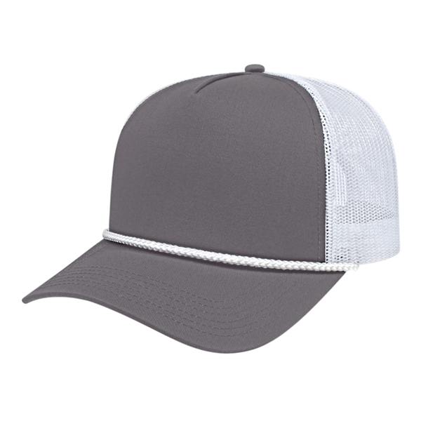 High profile five panel structured cap with a modified flat visor.... from ASI 43792 Cap America Inc