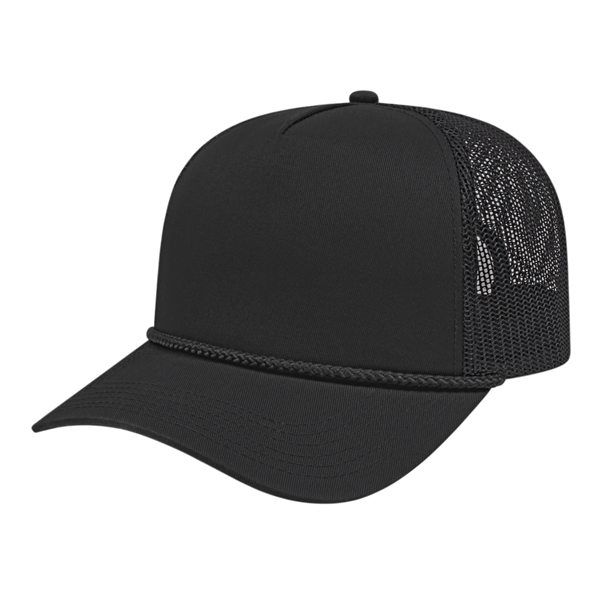 High profile five panel structured cap with a modified flat visor.... from ASI 43792 Cap America Inc