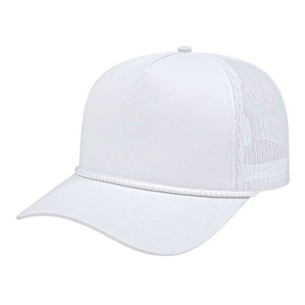 High profile five panel structured cap with a modified flat visor.... from ASI 43792 Cap America Inc