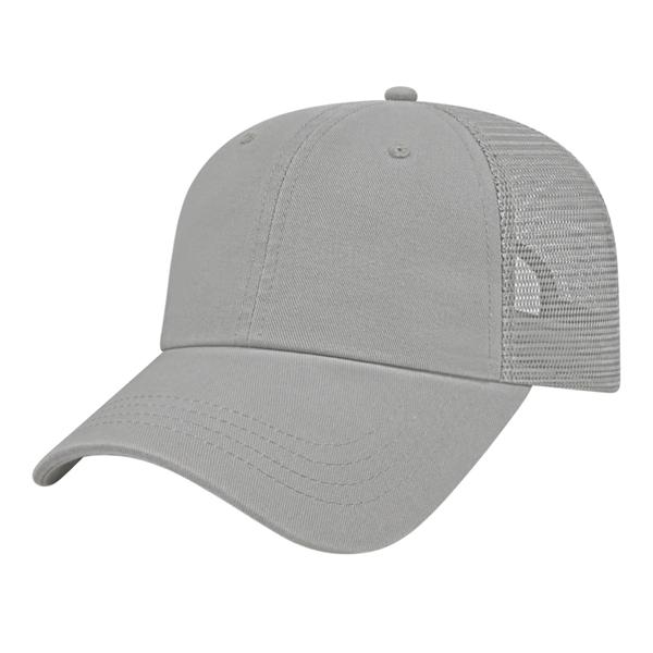 Low profile six panel unstructured cap featuring a standard pre-curved visor... from ASI 43792 Cap America Inc