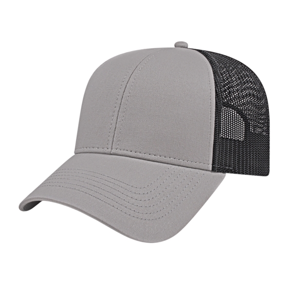 Medium profile six panel cotton twill structured cap with mesh back... from ASI 43792 Cap America Inc