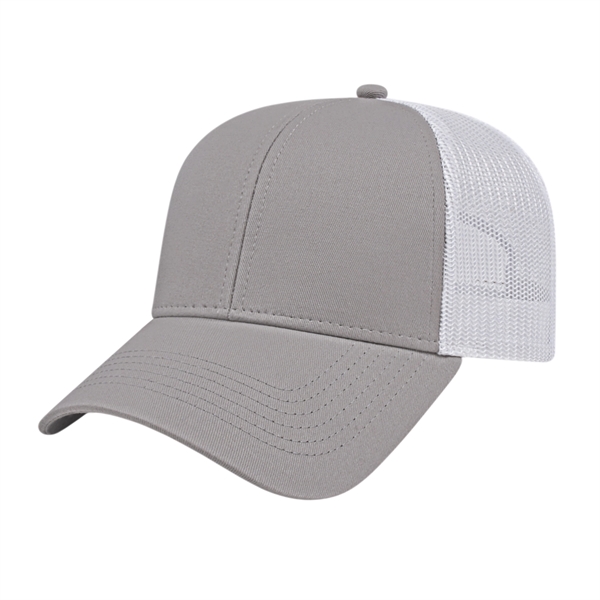 Medium profile six panel cotton twill structured cap with mesh back... from ASI 43792 Cap America Inc