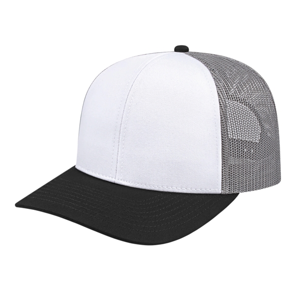 Medium profile six panel structured polyester and cotton blend cap with... from ASI 43792 Cap America Inc