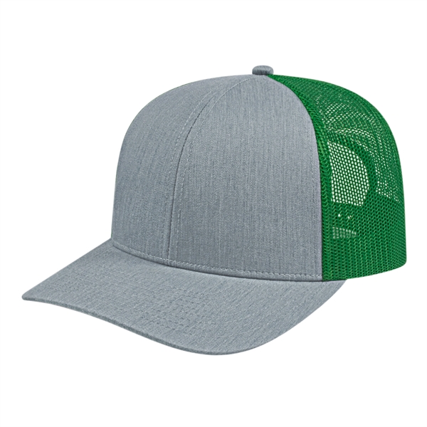 Medium profile six panel structured polyester and cotton blend cap with... from ASI 43792 Cap America Inc