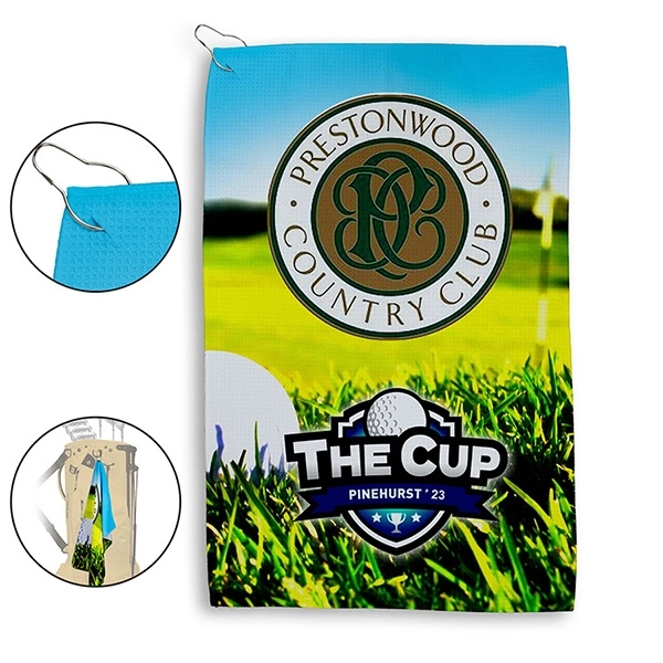 16" x 25" polyester/polyamide waffle weave golf towel with metal clip.... from ASI 62660 Innovation Line