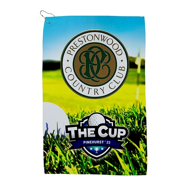 16" x 25" polyester/polyamide waffle weave golf towel with metal clip.... from ASI 62660 Innovation Line