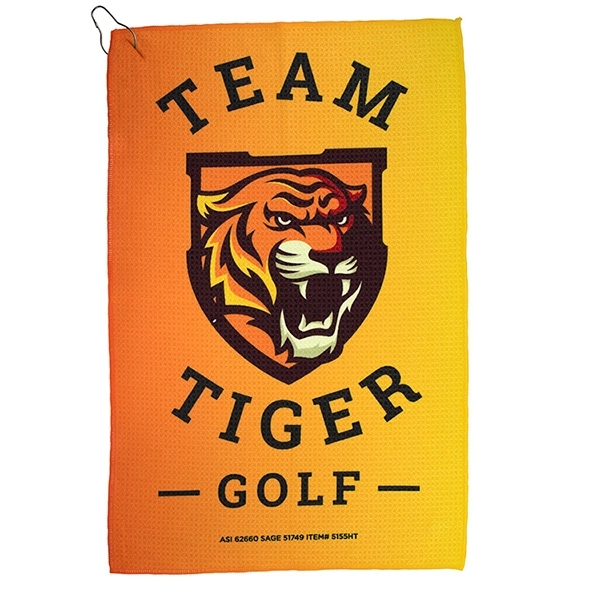 16" x 25" polyester/polyamide waffle weave golf towel with metal clip.... from ASI 62660 Innovation Line