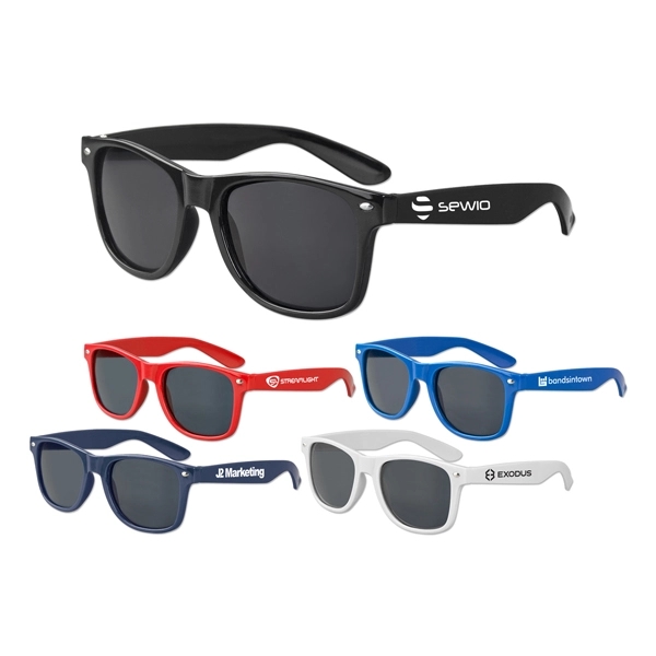 Adult sized plastic sunglasses with UV400 protection and an imprint on... from ASI 98360 WOWLine / WOWLine®