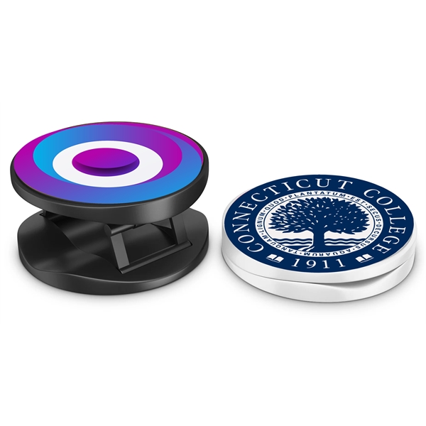 Collapsible Grip & stand sticks flat to a phone, tablet or... from ASI 62635 Inno-Vative Solutions Grp LTD