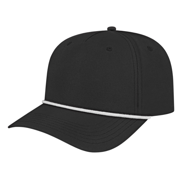 Medium profile five panel structured cap with a modified flat visor... from ASI 43792 Cap America Inc