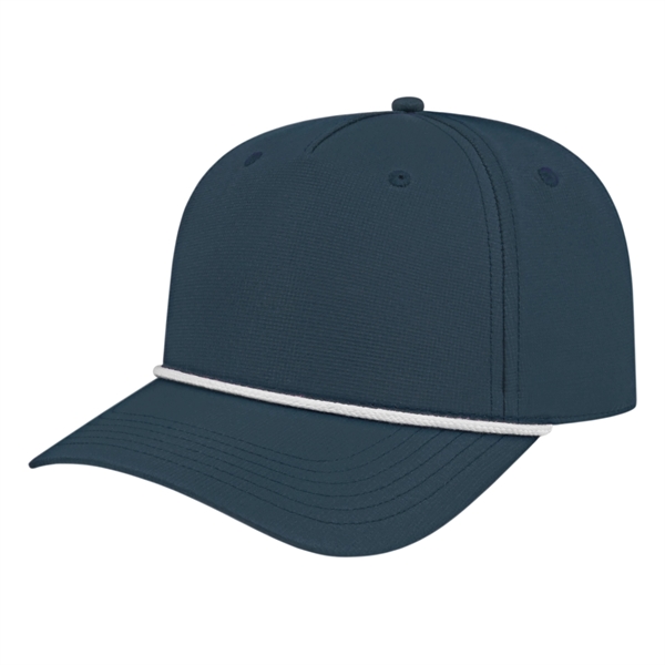 Medium profile five panel structured cap with a modified flat visor... from ASI 43792 Cap America Inc
