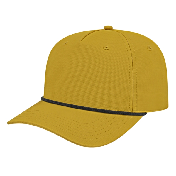 Medium profile five panel structured cap with a modified flat visor... from ASI 43792 Cap America Inc