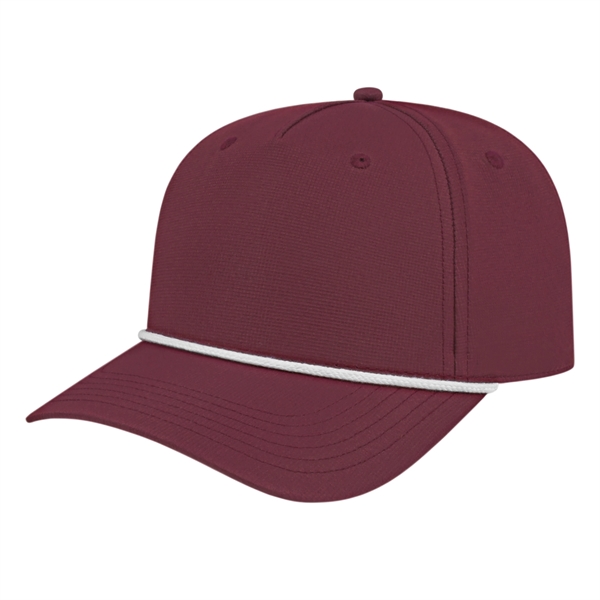 Medium profile five panel structured cap with a modified flat visor... from ASI 43792 Cap America Inc