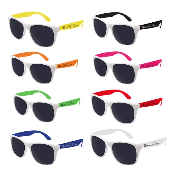 Plastic sunglasses with white frames and UV400 lenses.... from ASI 63549 Jornik Manufacturing Corp / Jornik
