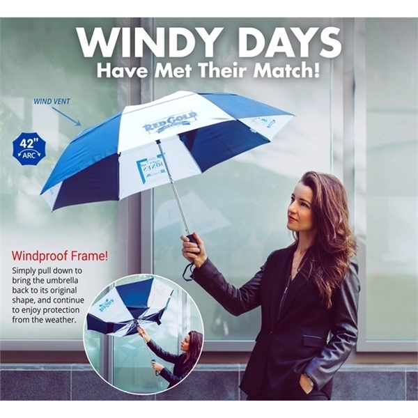 Vented windproof automatic-opening foldable umbrella that's available in multiple color options.... from ASI 89955 StrombergBrand