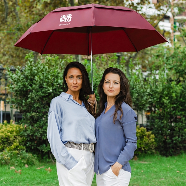 Vented folding golf-sized umbrella with unique automatic opening, 58" canopy arc... from ASI 89955 StrombergBrand / Stromberg Brand