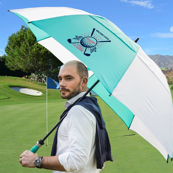 Manual opening umbrella with 62" arc, all fiberglass construction and alternating... from ASI 89955 StrombergBrand / Stromberg Brand Stromberg