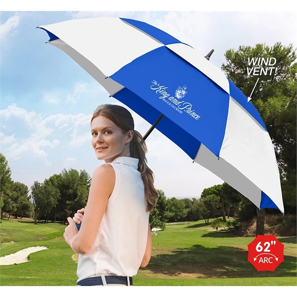 Checkerboard pattern automatic opening golf umbrella with 62" arc and all... from ASI 89955 StrombergBrand / Stromberg Brand Stromberg