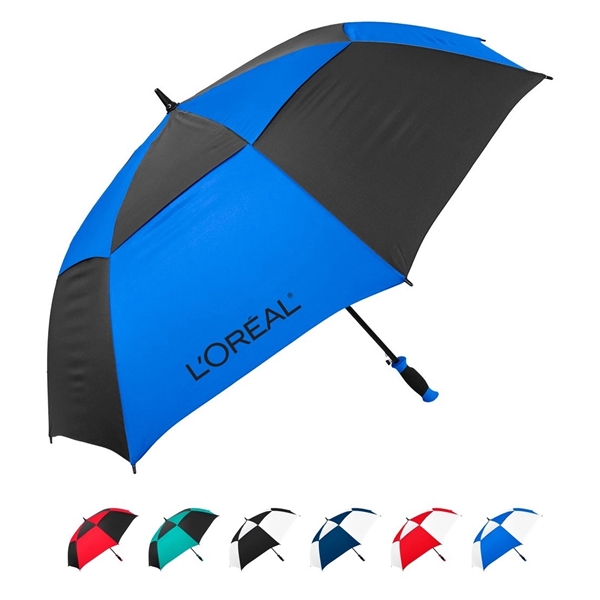 Checkerboard pattern automatic opening golf umbrella with 62" arc and all... from ASI 89955 StrombergBrand / Stromberg Brand Stromberg