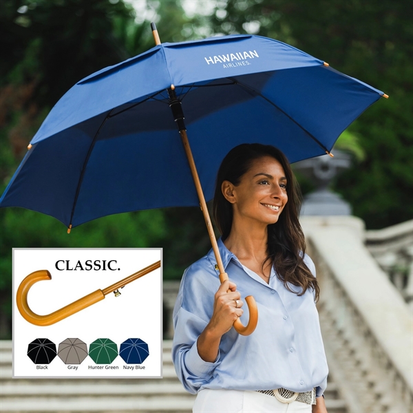 Customizable umbrella with push-button automatic opening and 48" vented arc and... from ASI 89955 StrombergBrand / Stromberg Brand Stromberg