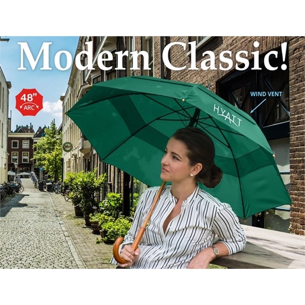 Customizable umbrella with push-button automatic opening and 48" vented arc and... from ASI 89955 StrombergBrand / Stromberg Brand Stromberg