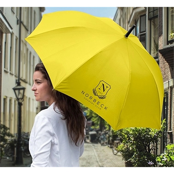 Modernized classic-style stick umbrella with 48" canopy arc and push button... from ASI 89955 StrombergBrand