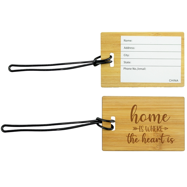 Bamboo luggage tag with imprint options.... from ASI 57653 Gold Bond
