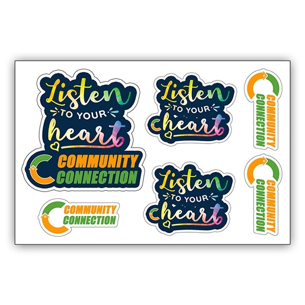 6 mil vinyl custom shaped stickers on sheets of 4" x... from ASI 62660 Innovation Line
