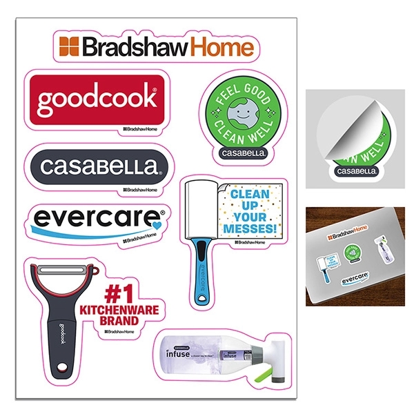 6 mil vinyl custom shaped stickers on sheets of 4" x... from ASI 62660 Innovation Line