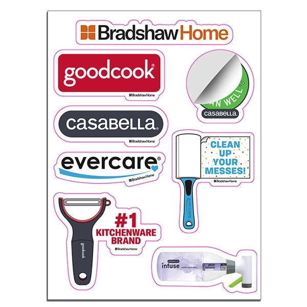 6 mil vinyl custom shaped stickers on sheets of 4" x... from ASI 62660 Innovation Line