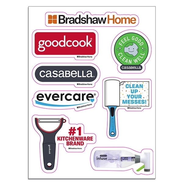 6 mil vinyl custom shaped stickers on sheets of 4" x... from ASI 62660 Innovation Line