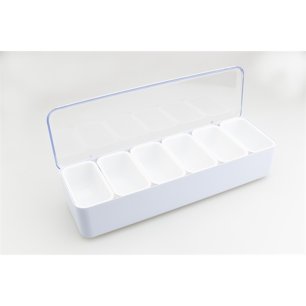18" x 5.6" x 4.5" white plastic condiment caddy tray with... from ASI 62677 iline PROMO (The Innovative Line) / iline PROMO (The Innovative Line)
