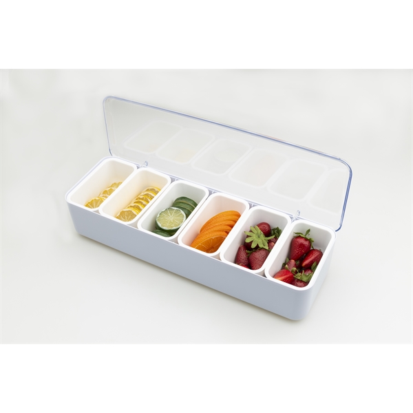 18" x 5.6" x 4.5" white plastic condiment caddy tray with... from ASI 62677 iline PROMO (The Innovative Line) / iline PROMO (The Innovative Line)