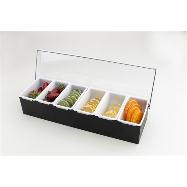 17.5" x 5.25" x 3.5" stainless steel condiment tray with plastic... from ASI 62677 iline PROMO (The Innovative Line) / iline PROMO (The Innovative Line)