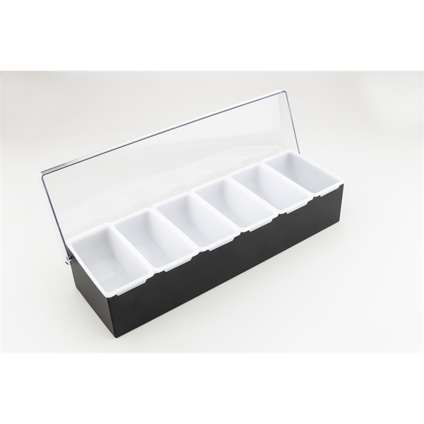 17.5" x 5.25" x 3.5" stainless steel condiment tray with plastic... from ASI 62677 iline PROMO (The Innovative Line) / iline PROMO (The Innovative Line)