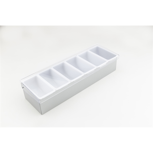 17.5" x 5.25" x 3.5" stainless steel condiment caddy with clear... from ASI 62677 iline PROMO (The Innovative Line) / iline PROMO (The Innovative Line)