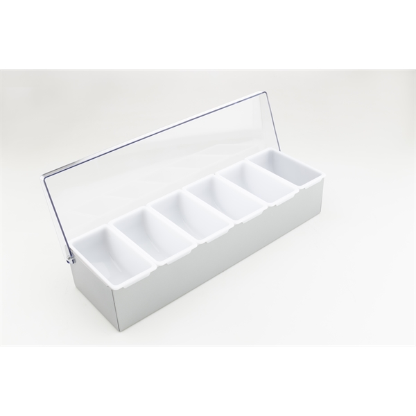 17.5" x 5.25" x 3.5" stainless steel condiment caddy with clear... from ASI 62677 iline PROMO (The Innovative Line) / iline PROMO (The Innovative Line)